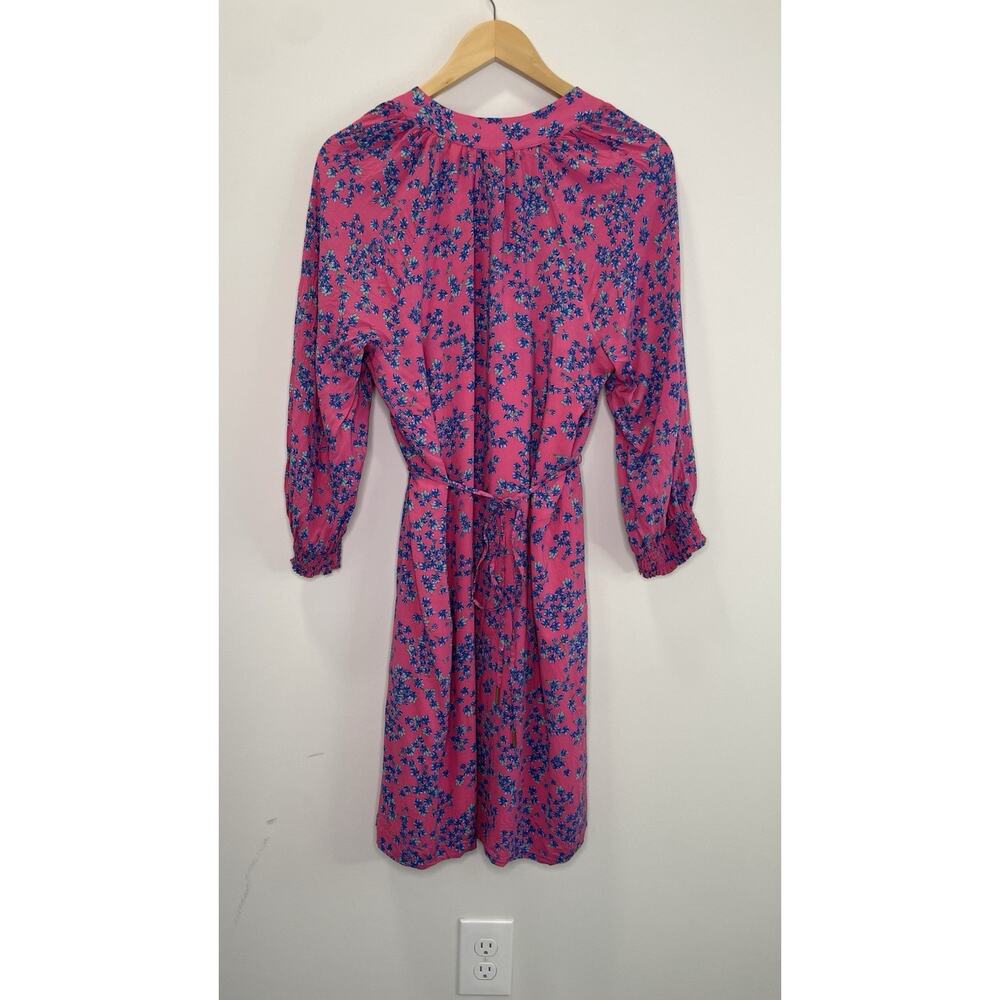 Draper James RSVL Floral Smocked Preppy Cottagecore Mini Dress Pink Blue Large L - Picture 6 of 11
